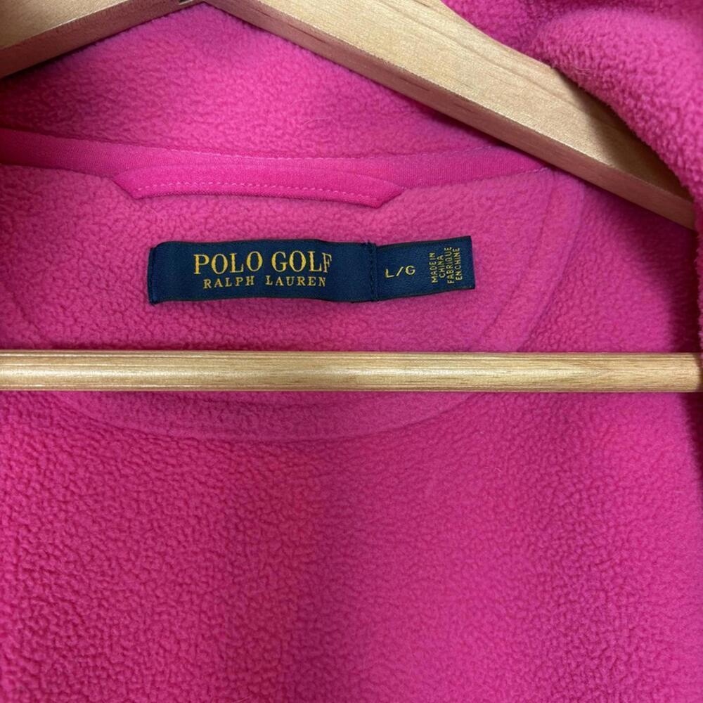 Polo Golf Ralph Lauren Bright Barbie Pink Fleece Preppy Spring Full Zip Vest - Picture 5 of 6